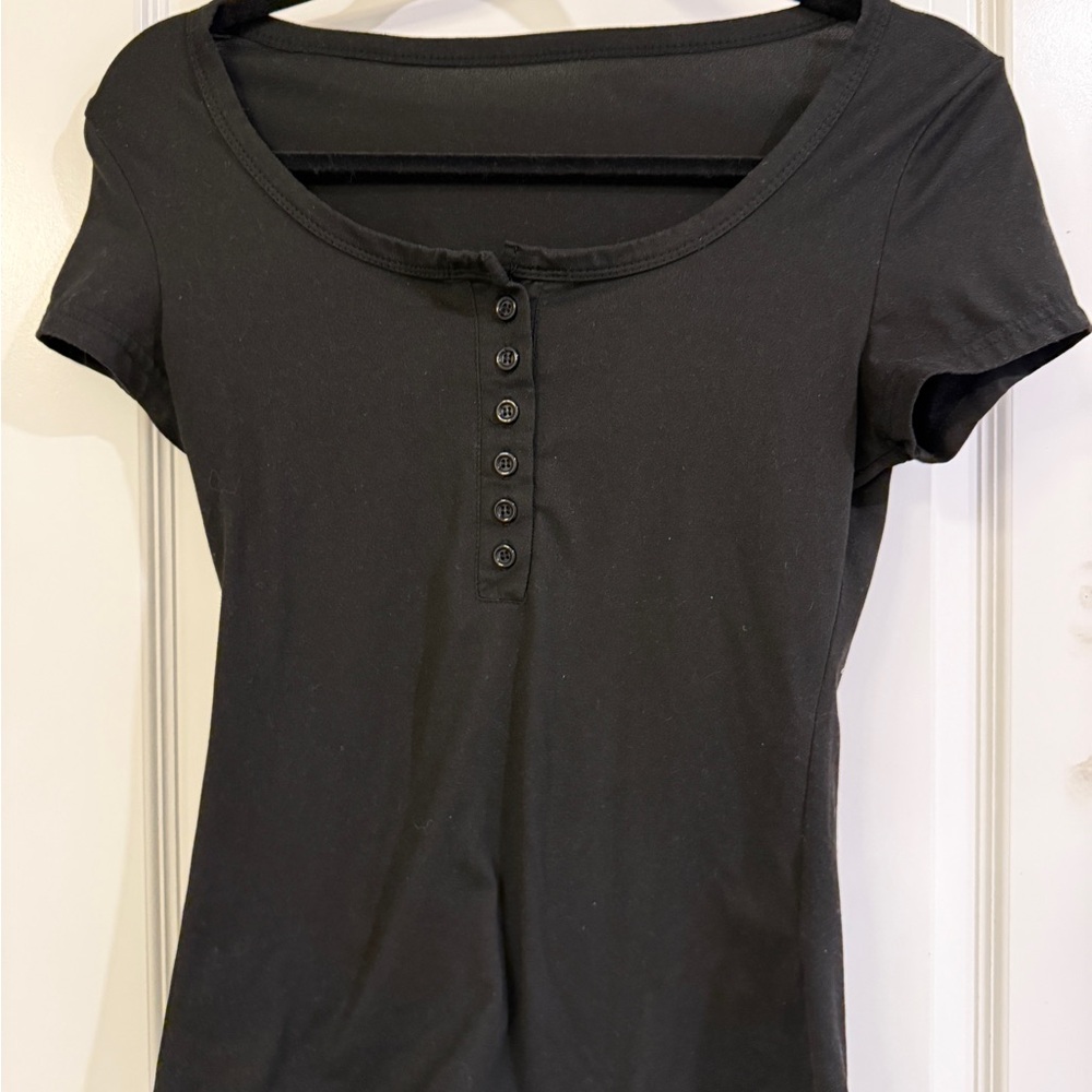 Black Button-Up Women's Top